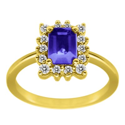 Pierścionek zaręczynowy z tanzanitem i brylantami 0,17ct - PK/025e