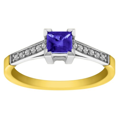 Pierścionek zaręczynowy z tanzanitem i brylantami 0,06ct - PK/026e