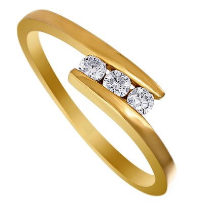 Pierścionek zaręczynowy z żółtego złota z brylantami 0,18ct - PB/043b