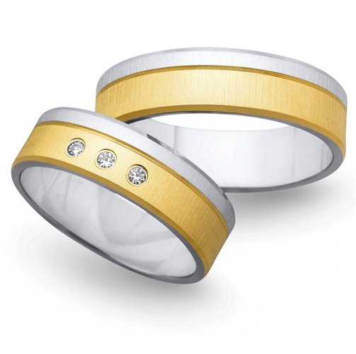 Obrączki ślubne z żółtego i białego złota 6mm - O2K/023