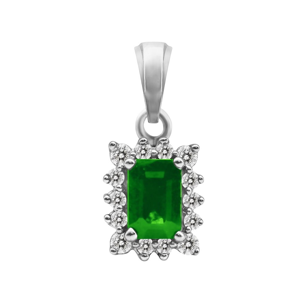 Zawieszka ze szmaragdem i brylantami 0,17ct - ZK/009d