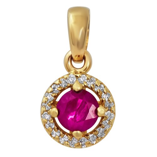 Zawieszka z rubinem i brylantami 0,12ct - ZK/012b