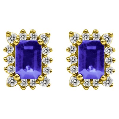 Kolczyki z tanzanitami i brylantami 0,34ct - KK/014e