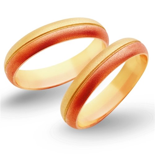 Obrączki ślubne z żółto - czerwonego złota 4mm - O2K/028