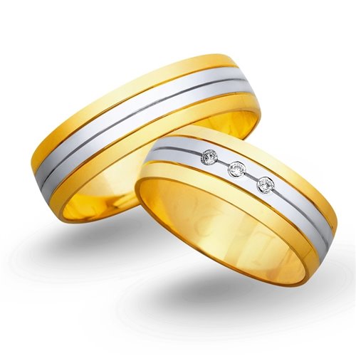 Obrączki ślubne z żółtego i białego złota 6mm - O2K/036