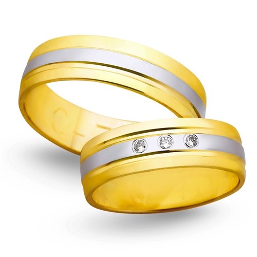 Obrączki ślubne z żółtego i białego złota 6mm - O2K/038