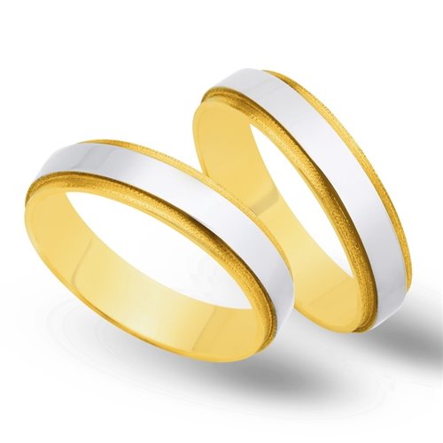 Obrączki ślubne z żółtego i białego złota 5mm - O2K/048