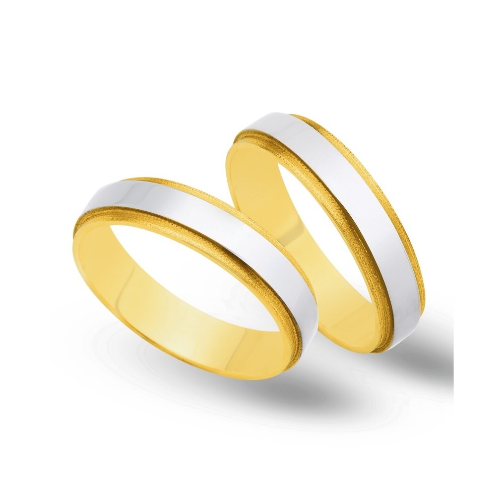 Obrączki ślubne z żółtego i białego złota 5mm - O2K/048