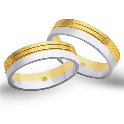 Obrączki ślubne z żółtego i białego złota 5mm - O2K/049
