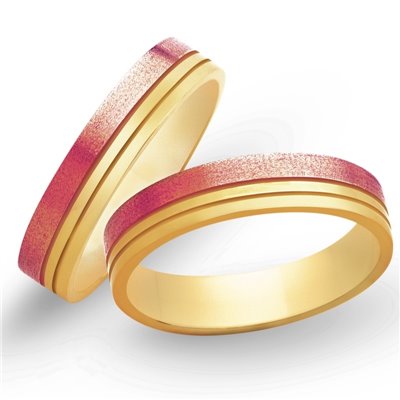 Obrączki ślubne z żółto - czerwonego złota 5mm - O2K/053