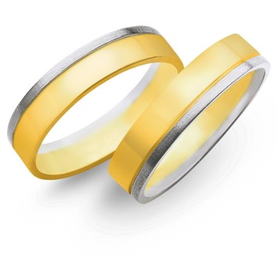 Obrączki ślubne z żółtego i białego złota 5mm - O2K/059