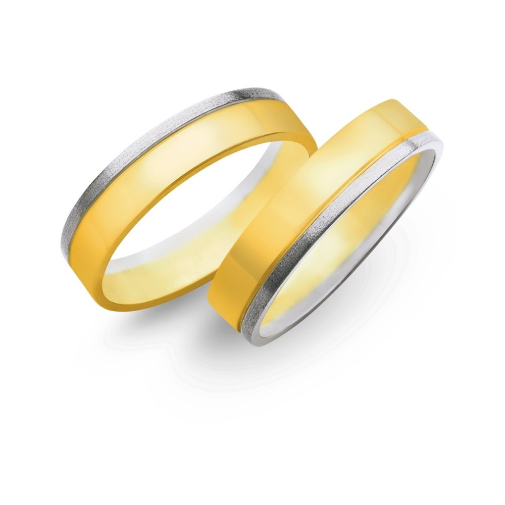 Obrączki ślubne z żółtego i białego złota 5mm - O2K/059