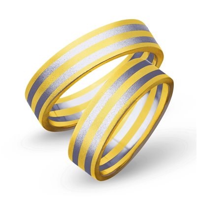 Obrączki ślubne z żółtego i białego złota 5mm - O2K/061
