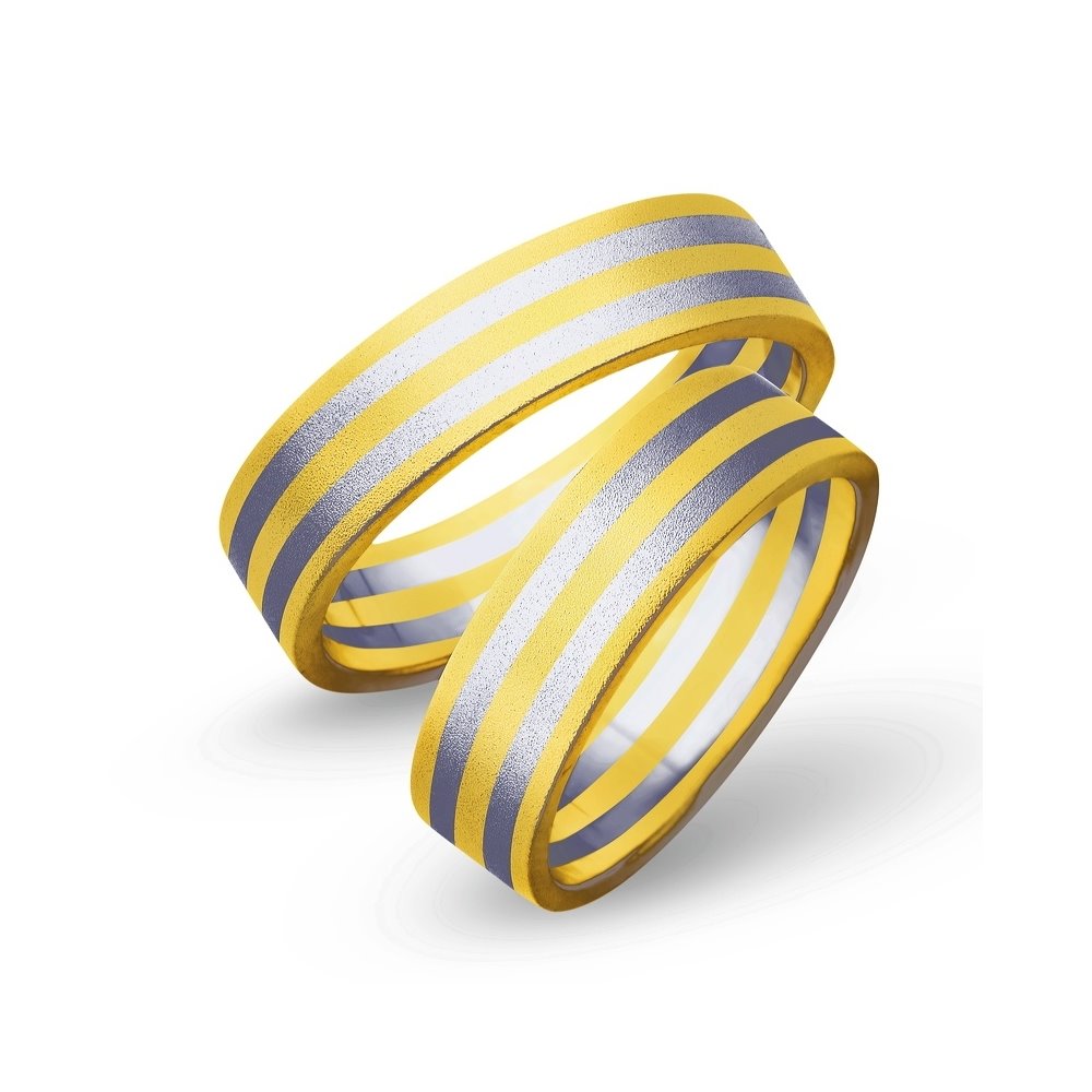 Obrączki ślubne z żółtego i białego złota 5mm - O2K/061