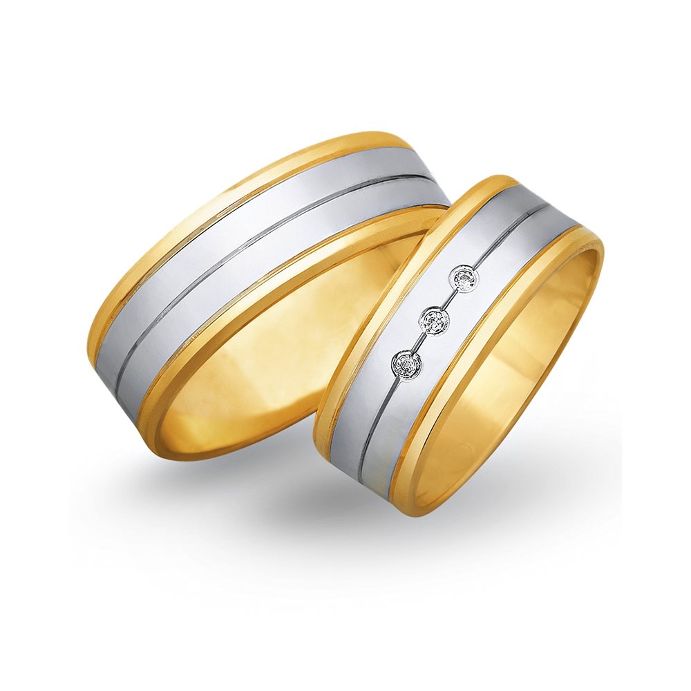 Obrączki ślubne z żółtego i białego złota 7mm - O2K/062