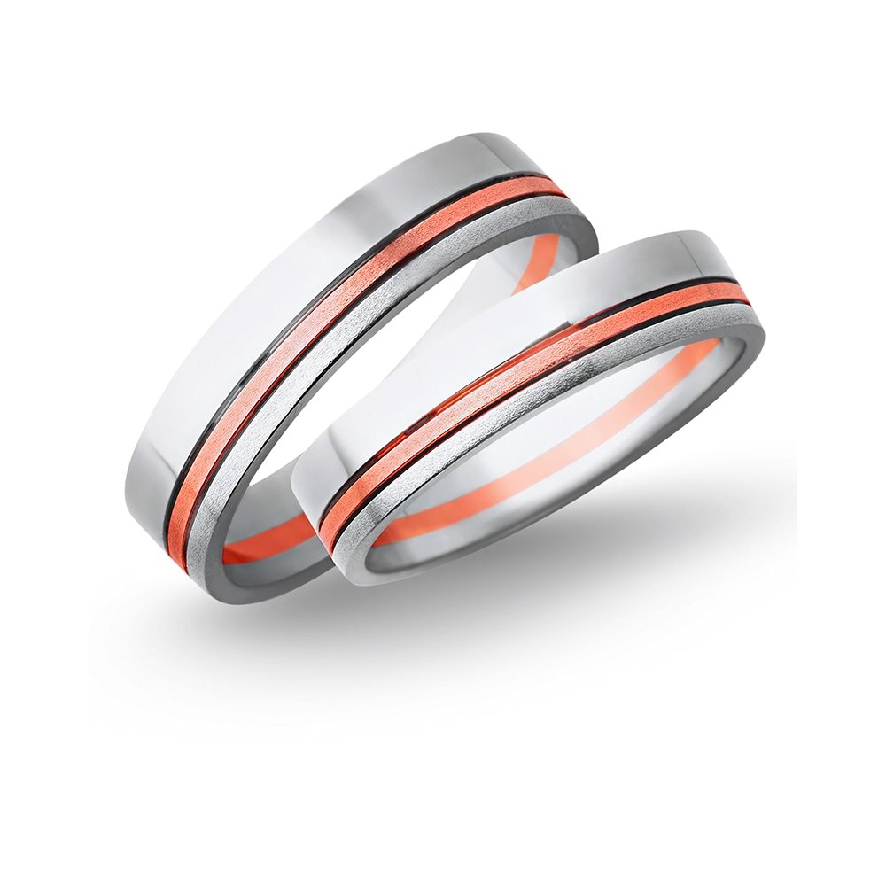 Obrączki ślubne z biało - czerwonego złota 5mm - O2K/064