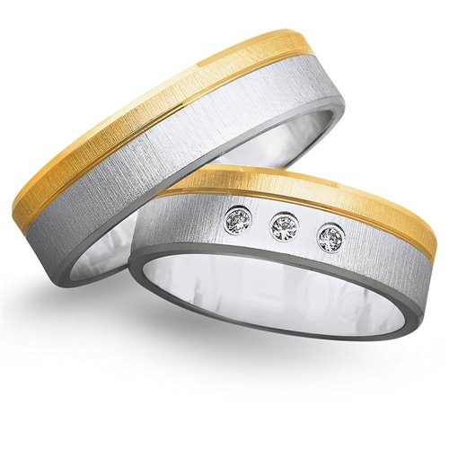 Obrączki ślubne z żółtego i białego złota 6mm - O2K/068