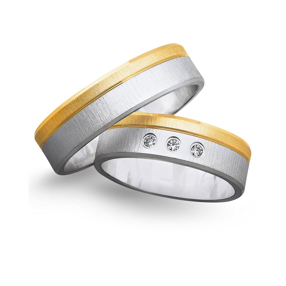 Obrączki ślubne z żółtego i białego złota 6mm - O2K/068