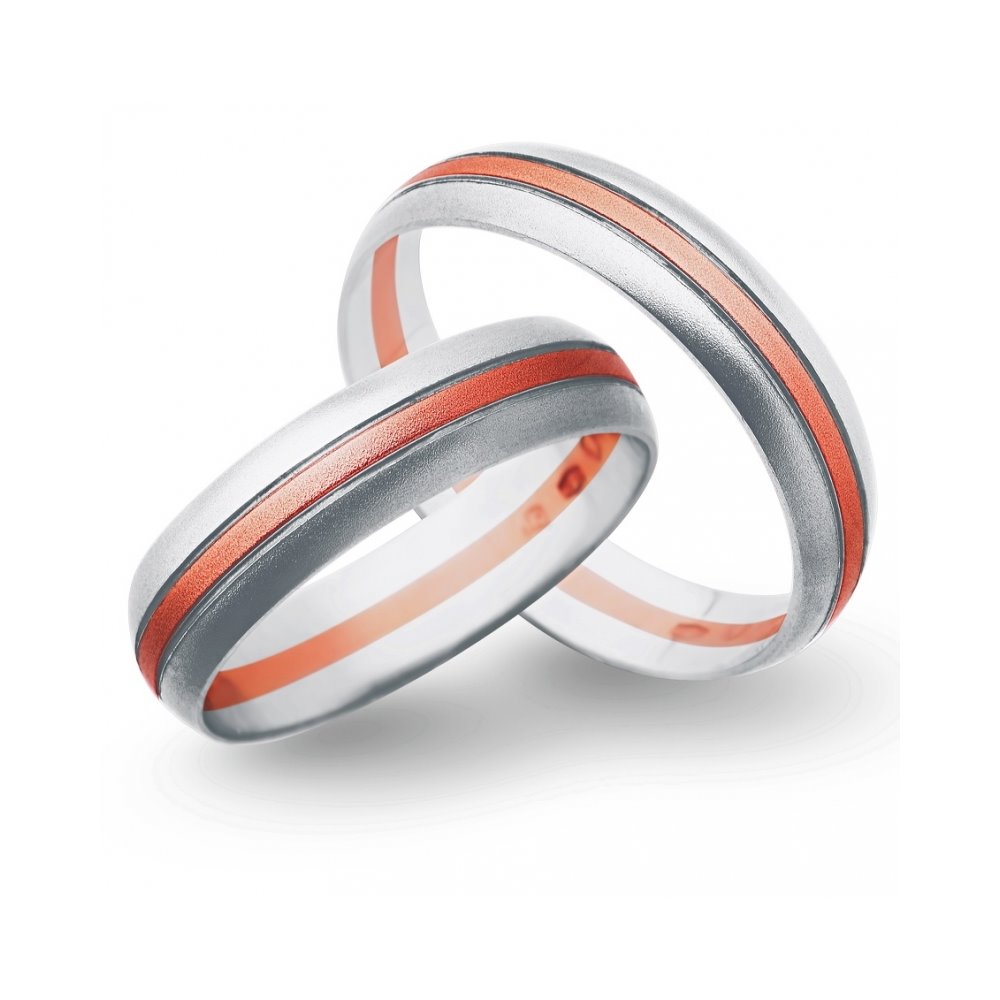 Obrączki ślubne z biało - czerwonego złota 5mm - O2K/070