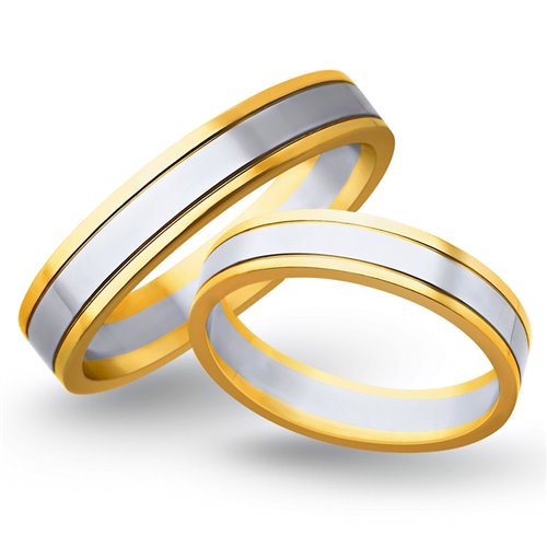 Obrączki ślubne z żółtego i białego złota 5mm - O2K/071