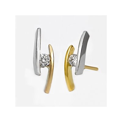 Kolczyki z żółtego złota z brylantami 0,16ct - KB/010b