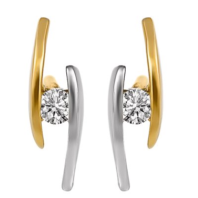 Kolczyki z żółtego złota z brylantami 0,16ct - KB/010b