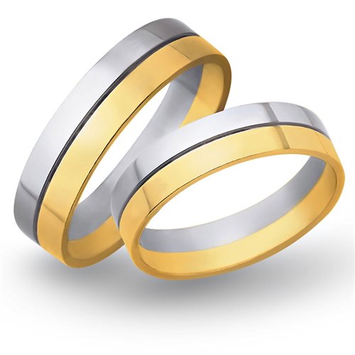 Obrączki ślubne z żółtego i białego złota 5mm - O2K/073