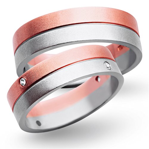 Obrączki ślubne z biało - czerwonego złota 6mm - O2K/074