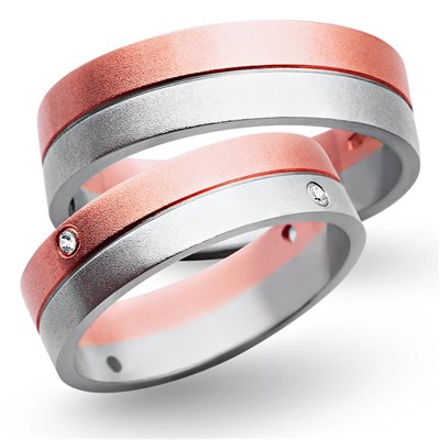 Obrączki ślubne z biało - czerwonego złota 6mm - O2K/074