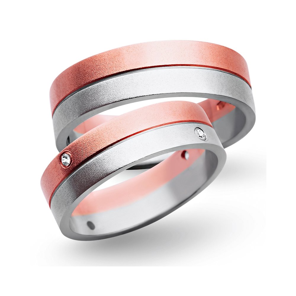 Obrączki ślubne z biało - czerwonego złota 6mm - O2K/074