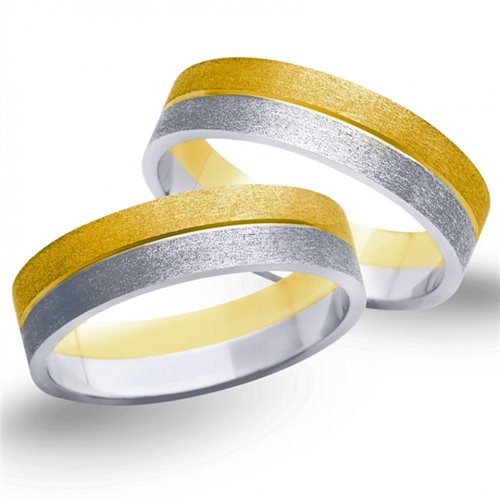 Obrączki ślubne z żółtego i białego złota 5mm - O2K/076