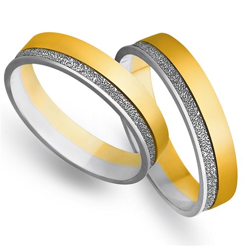 Obrączki ślubne z żółtego i białego złota 5mm - O2K/077