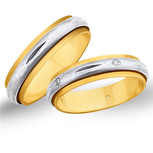 Obrączki ślubne z żółtego i białego złota 5mm - O2K/081