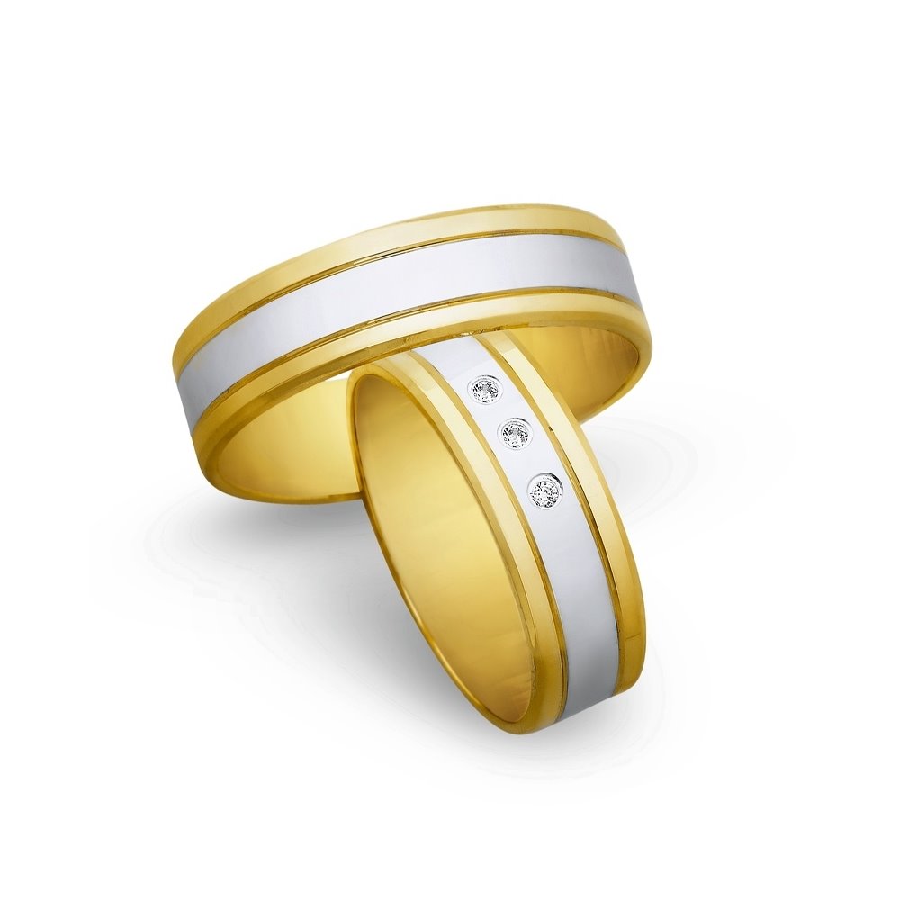 Obrączki ślubne z żółtego i białego złota 6mm - O2K/083