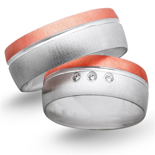 Obrączki ślubne z biało - czerwonego złota 8mm - O2K/086