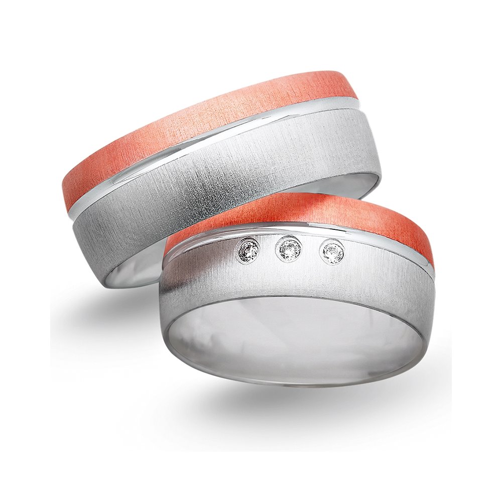 Obrączki ślubne z biało - czerwonego złota 8mm - O2K/086