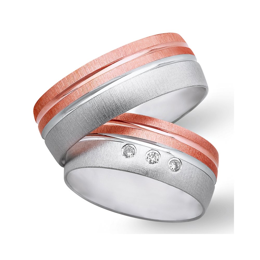 Obrączki ślubne z biało - czerwonego złota 8mm - O2K/087