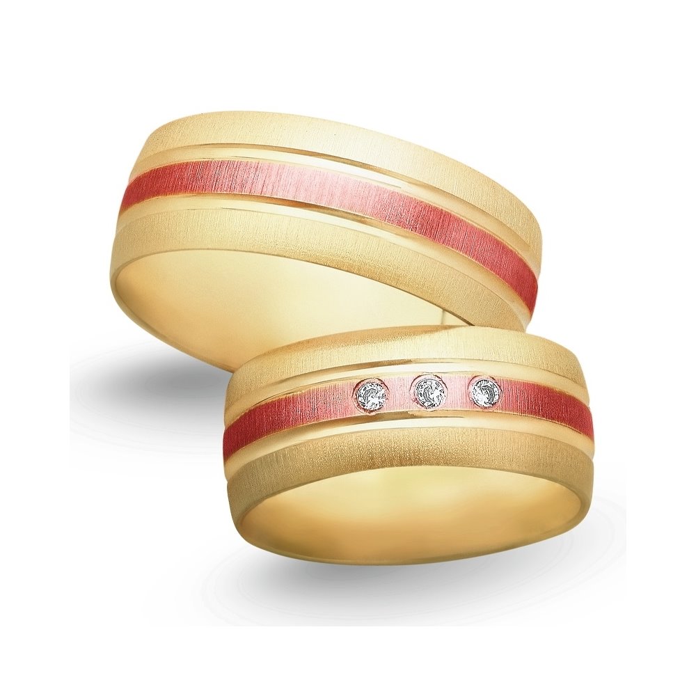 Obrączki ślubne z żółto - czerwonego złota 8mm - O2K/090