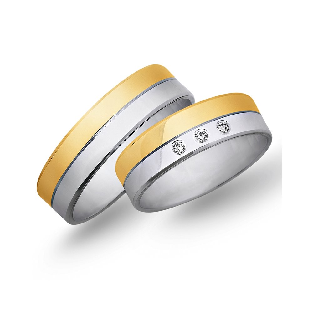 Obrączki ślubne z żółtego i białego złota 6mm - O2K/091