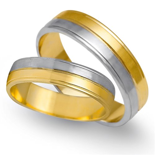 Obrączki ślubne z żółtego i białego złota 5mm - O2K/161