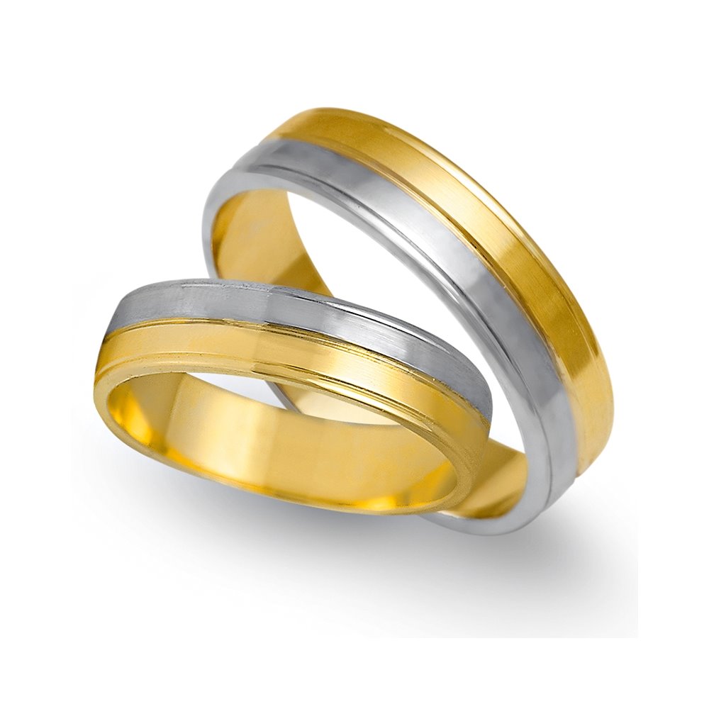 Obrączki ślubne z żółtego i białego złota 5mm - O2K/161