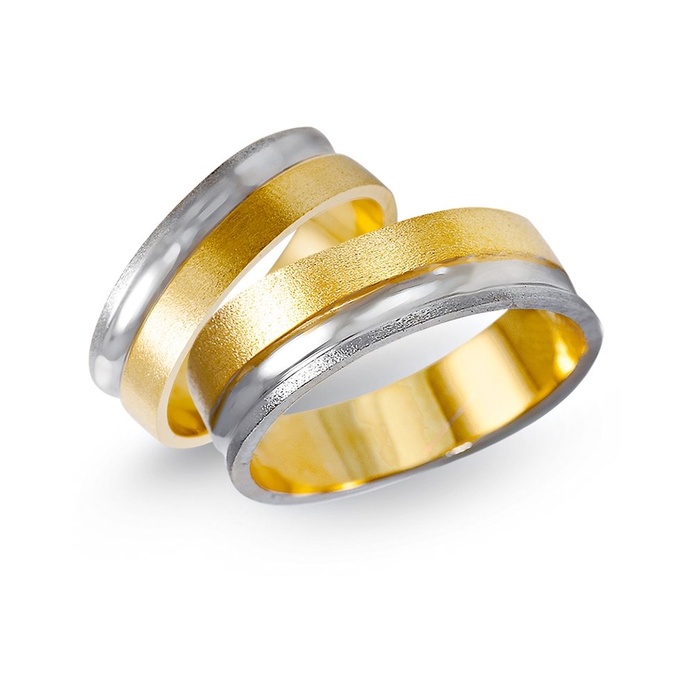 Obrączki ślubne z żółtego i białego złota 6mm - O2K/162