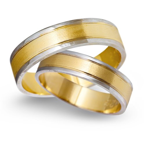 Obrączki ślubne z żółtego i białego złota 5mm - O2K/163