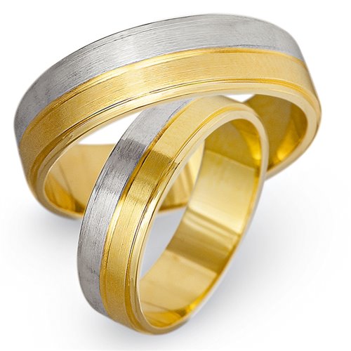 Obrączki ślubne z żółtego i białego złota 6mm - O2K/164