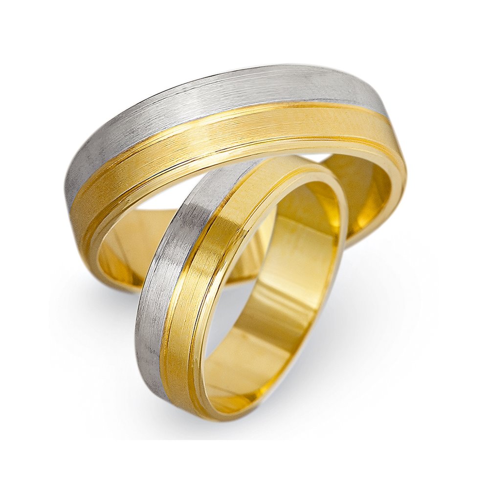 Obrączki ślubne z żółtego i białego złota 6mm - O2K/164