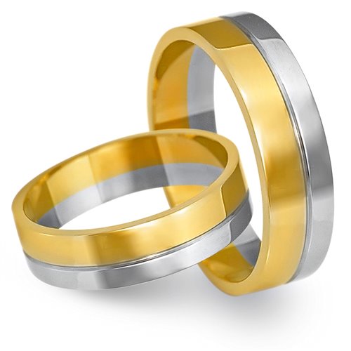 Obrączki ślubne z żółtego i białego złota 5mm - O2K/165