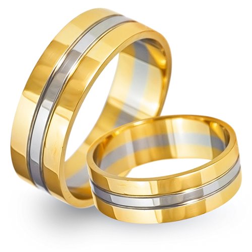Obrączki ślubne z żółtego i białego złota 6mm - O2K/166