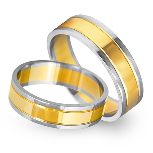Obrączki ślubne z żółtego i białego złota 5mm - O2K/167