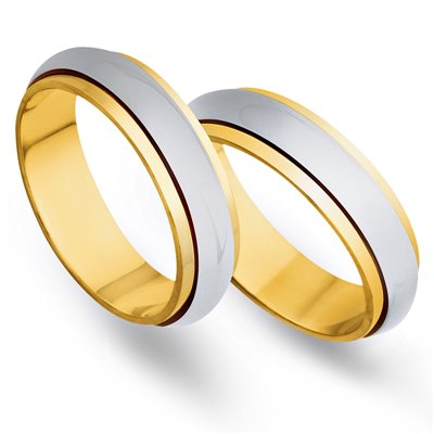 Obrączki ślubne z żółtego i białego złota 5mm - O2K/094