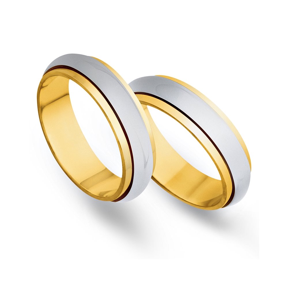 Obrączki ślubne z żółtego i białego złota 5mm - O2K/094